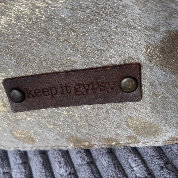Gold and Taupe Keep It Gypsy LV Up-Cycle Leather Keychain Card Holder - Picture 5 of 8